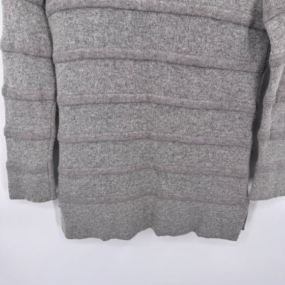 Lacoste Ribbed Sweater‎ Womens 32 Gray Wool Viscose Blend Side Slits - Picture 3 of 7